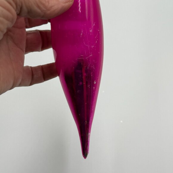 2 Vtg Poland Mercury Glass Teardrop Icicle Christmas Ornaments 8.5" Fuschia Red - Picture 11 of 15